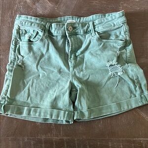 Old Navy Green Jean Shorts Distressed Cuffed Hem